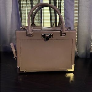MICHAEL Michael Kors Tan Satchel with Structured Shape and Short Handles